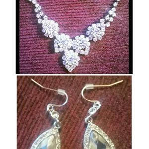 Rhinestone Jewelry Earrings Necklace